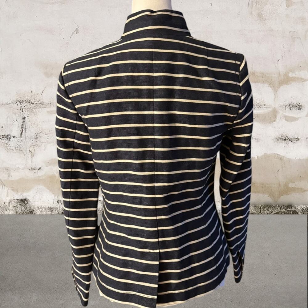 Banana Republic Blue & White Striped White Blazer Jacket Linen Blend Size 6 - Picture 4 of 6